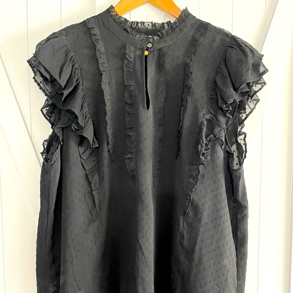 Loft black ruffled top